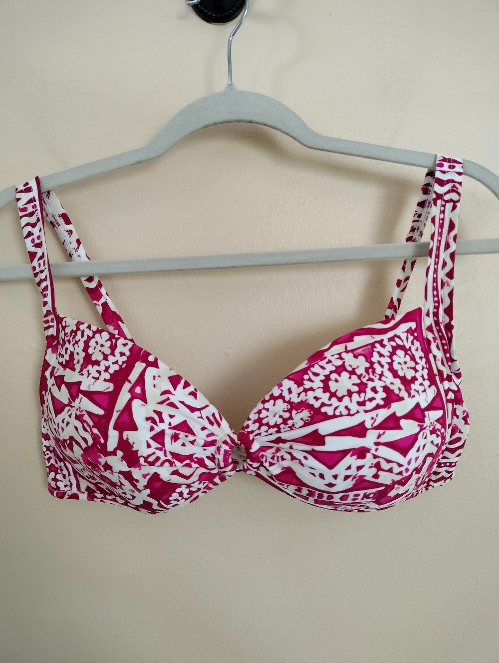 Sunsets Pink Cream D Padded Lift Bikini Swim Top Center Ring Vacation Beach Pool